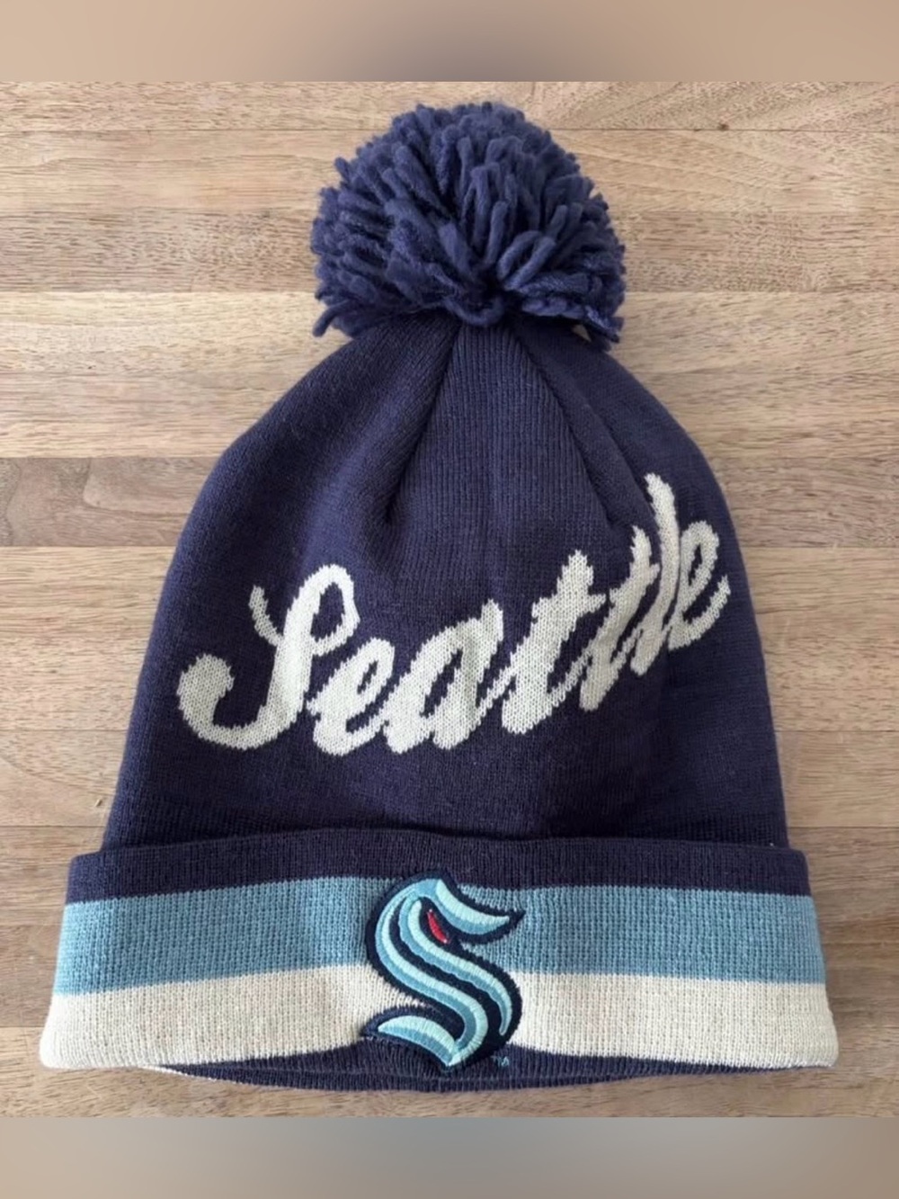 RARE Seattle Kraken CCM Pom Pom Beanie Toque Hockey NHL Factory SAMPLE